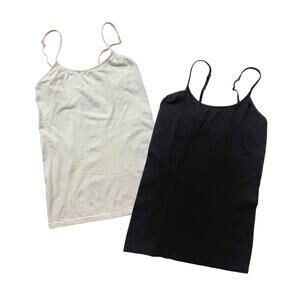 GapBody Cami Tank 2 Piece Bundle Black & Cream White, Size Medium